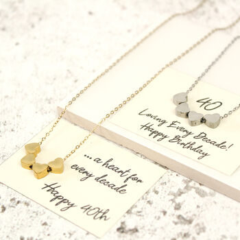 40th Birthday Hearts Necklace, A Heart For Every Decade, 4 of 7
