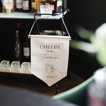 Personalised Black And White Cheers To The… Wedding Wall Hanging, 4 of 4