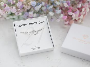 21st Birthday Gift For Her, Interlocking Hearts Love Bracelet, 10 of 10