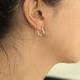 9ct Two Tone Gold Mini Leaf Hoop Earrings, thumbnail 2 of 3