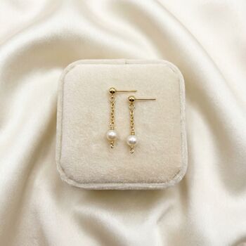 Pearl Drop Gold Plated Tarnish Free Stud Earrings, 3 of 4