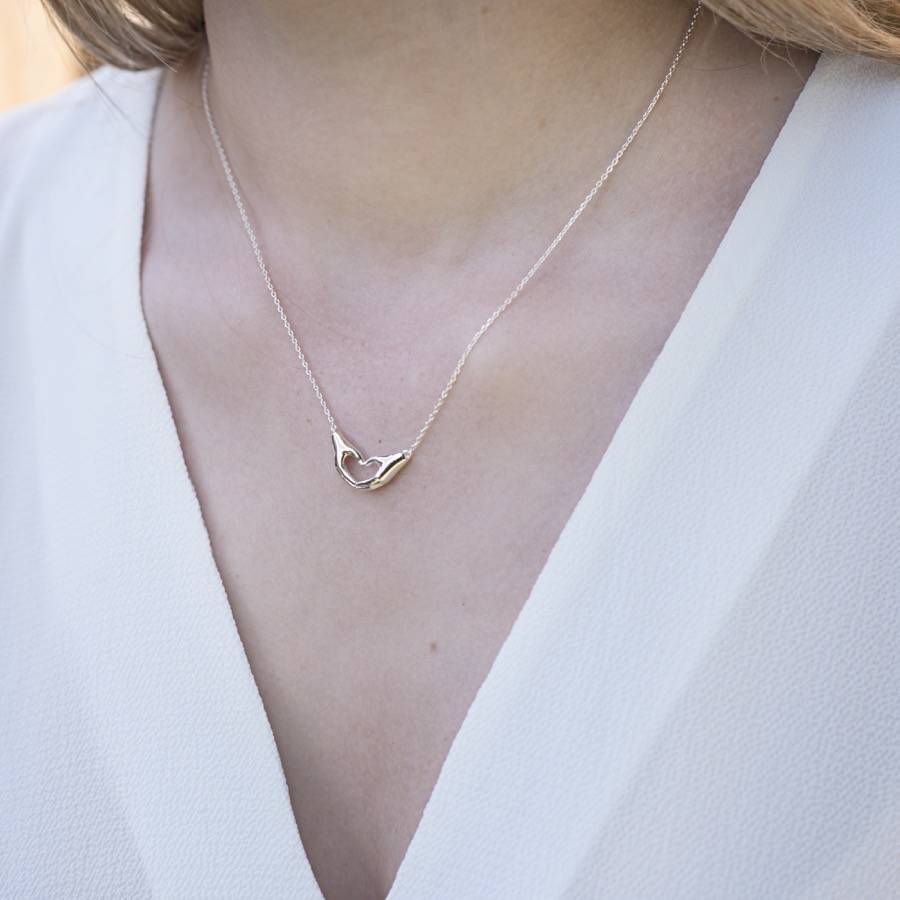 heart shaped hands necklace by lisa angel
