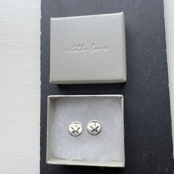 Star Stud Earrings With Silver Rose Or Gold Colour Star, 12 of 12