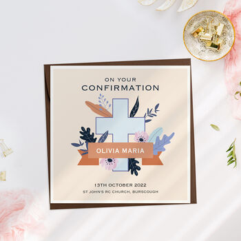 Personalised Confirmation Floral Cross Card, 2 of 3