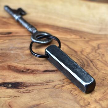 6th Anniversary Gift; Forged Dark Iron Bar Keyring, 5 of 9