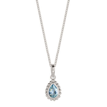 November Birthstone Blue Topaz Sterling Silver Necklace, 2 of 12