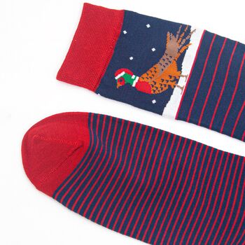 Men's Bamboo Socks Christmas Pheasant Snow, 4 of 5