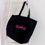 Black Neon Year Of Birth Embroidered Tote Bag, thumbnail 1 of 3