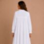 White Cotton Nightdress Polo Long Sleeve Broderie Anglaise Vintage Victorian Nightgown, thumbnail 7 of 12