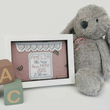 Framed Gift With Birth Details Embroidered Baby Gift, 6 of 12