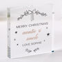 Personalised Merry Christmas Acrylic Plaque Gift For Auntie And Uncle, thumbnail 4 of 5