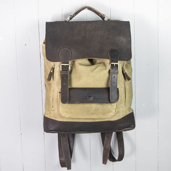 Leather And Canvas Large Backpack, 2 of 11