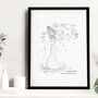 Hand Drawn Bride And Groom Sketch, thumbnail 5 of 10