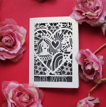 The Lovers Tarot Inspired Paper Cut Card, 7 of 9