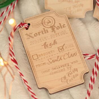 Set Of Five Reusable Santa's Nice List Wooden Gift Tags, 5 of 5