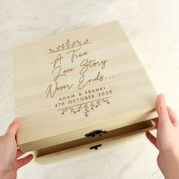 Personalised True Love Story Wooden Keepsake Box, 2 of 3