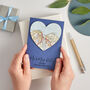 Sapphire 45th Wedding Anniversary Map Heart Card, thumbnail 1 of 5