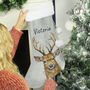 Personalised Stag Silver Grey Stocking, thumbnail 2 of 4