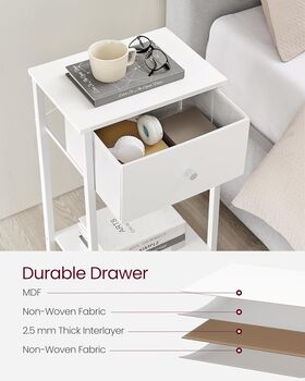 Side Table Fabric Drawer End Table Storage Shelf, 4 of 8