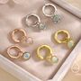 Sterling Silver Dangling Opal Hoop Earrings, thumbnail 7 of 12