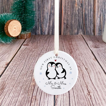 Personalised Our First Christmas Married Ceramic Gift Ornament, 5 of 7