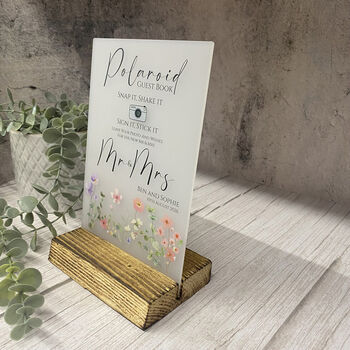 Floral Personalised Wedding Camera Sign Opaque, 5 of 6