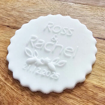 Personalised Wedding Cake Icing Debosser With Names Cupcake Toppers, 2 of 6