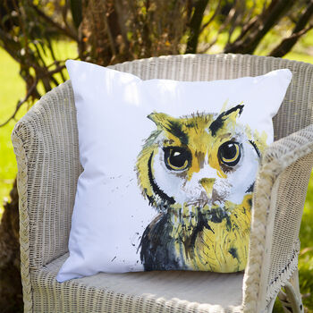 Inky Owl Outdoor Cushion For Garden Furniture, 7 of 8
