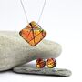 Orange Glass Sterling Silver Pendant Necklace, thumbnail 6 of 12