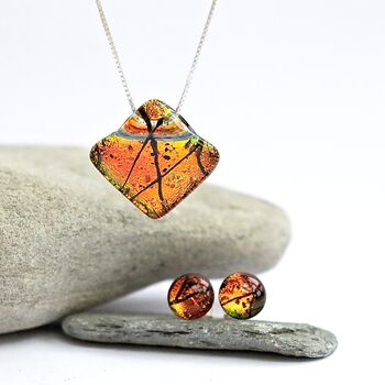 Orange Glass Sterling Silver Pendant Necklace, 6 of 12