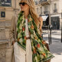 Green Floral Lightweight Scarf Gift For Her, thumbnail 1 of 8
