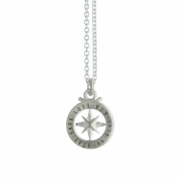 Travel Safe Outline Compass St Christopher Necklace, 8 of 10
