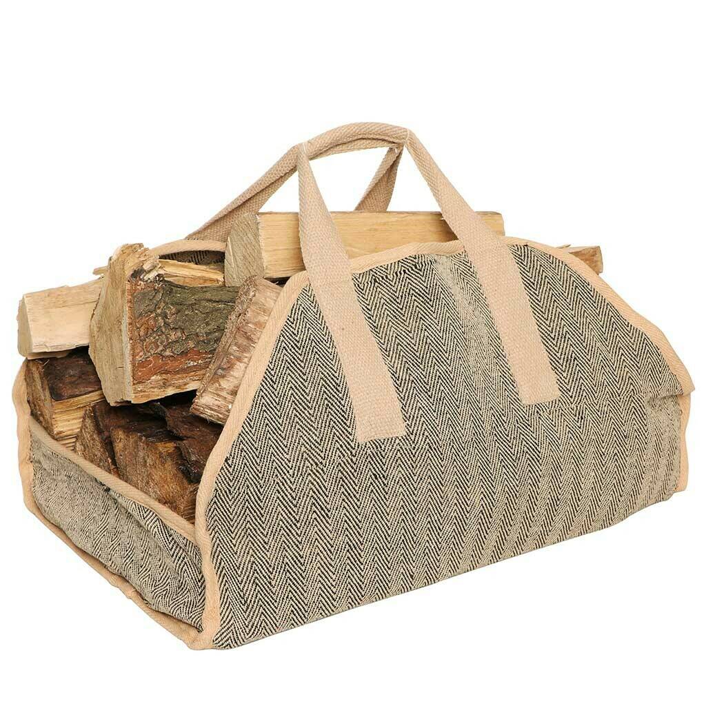 Personalised Natural Jute Herringbone Log Bag By Dibor