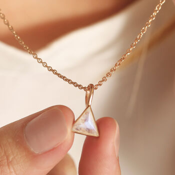 Moonstone Triangle Cut Gemstone Charm Necklace, 2 of 5