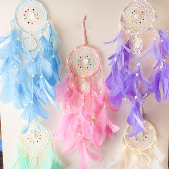 Pastel Colourful LED Baby Room Wall Deco Dream Catchers, 5 of 10