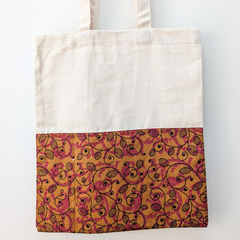 Colourful Half Sari Cotton Tote Bags, Fair Trade Shopping Bag Handmade In India, 3 of 12
