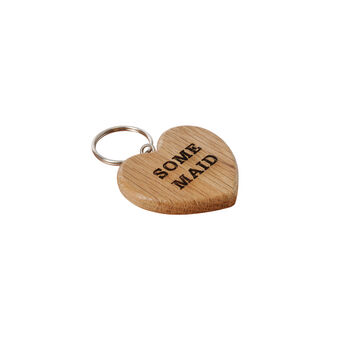 Cornish Gifts 'Some Maid' Oak Heart Keyring, 2 of 2