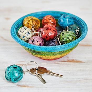 Colourful Recycled Newspaper Ball Keyring, 3 of 6