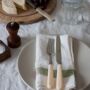 Off White Olive Stripe Napkin | Finest Belgian Linen, thumbnail 2 of 2
