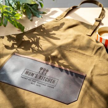 Personalised Canvas And Leather Kitchen Apron, 12 of 12