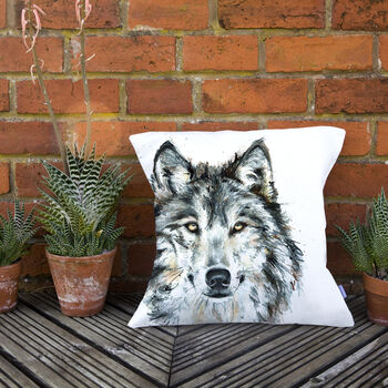 Inky Wolf Large Luxury Cushion And Pad, 3 of 4