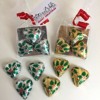 Christmas Chocolate Foiled Heart Favours, 2 of 5