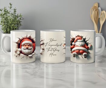 Cute Personalised Christmas Santa Claus Breakout Mug, 2 of 2