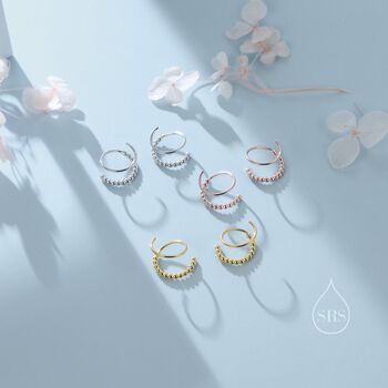 Sterling Silver Dotted Single Piercing Spiral Hoop Earrings, 4 of 10