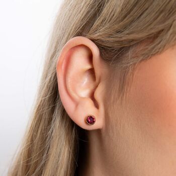 18ct Gold Plated Sterling Silver July Birthstone Stud Earrings – 7mm, 2 of 6