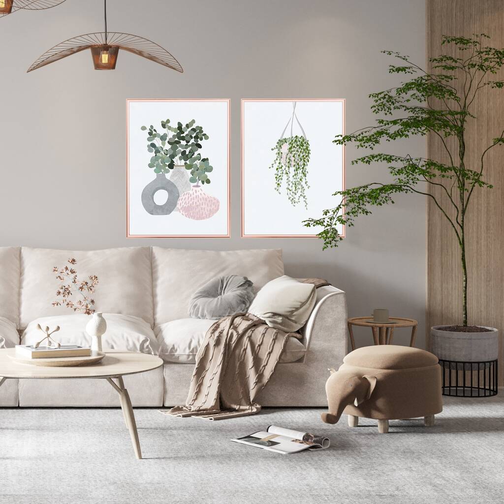 Set Of Two Japandi House Plants Scandi Wall Art Prints By Sarah Manovski Art