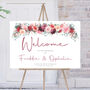 Wedding Welcome Sign Burgundy Red Pink Florals, thumbnail 1 of 7