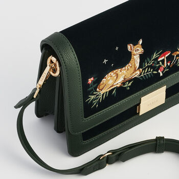 Fawn Embroidered Green Crossbody Bag, 6 of 7