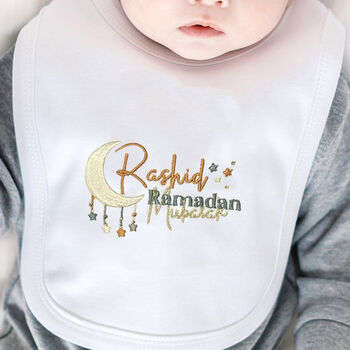 Personalised Ramadan Mubarak Baby Bib, 2 of 2