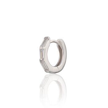 Clear Baguette Single Cartilage Hoop Earring, 7mm, 3 of 6